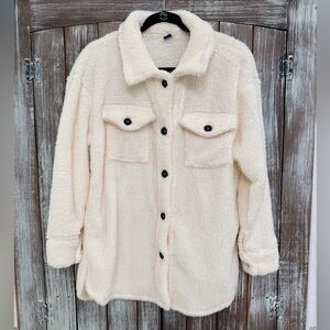 SHEIN Cream Teddy Jacket with Button Front Size Small - Brand New